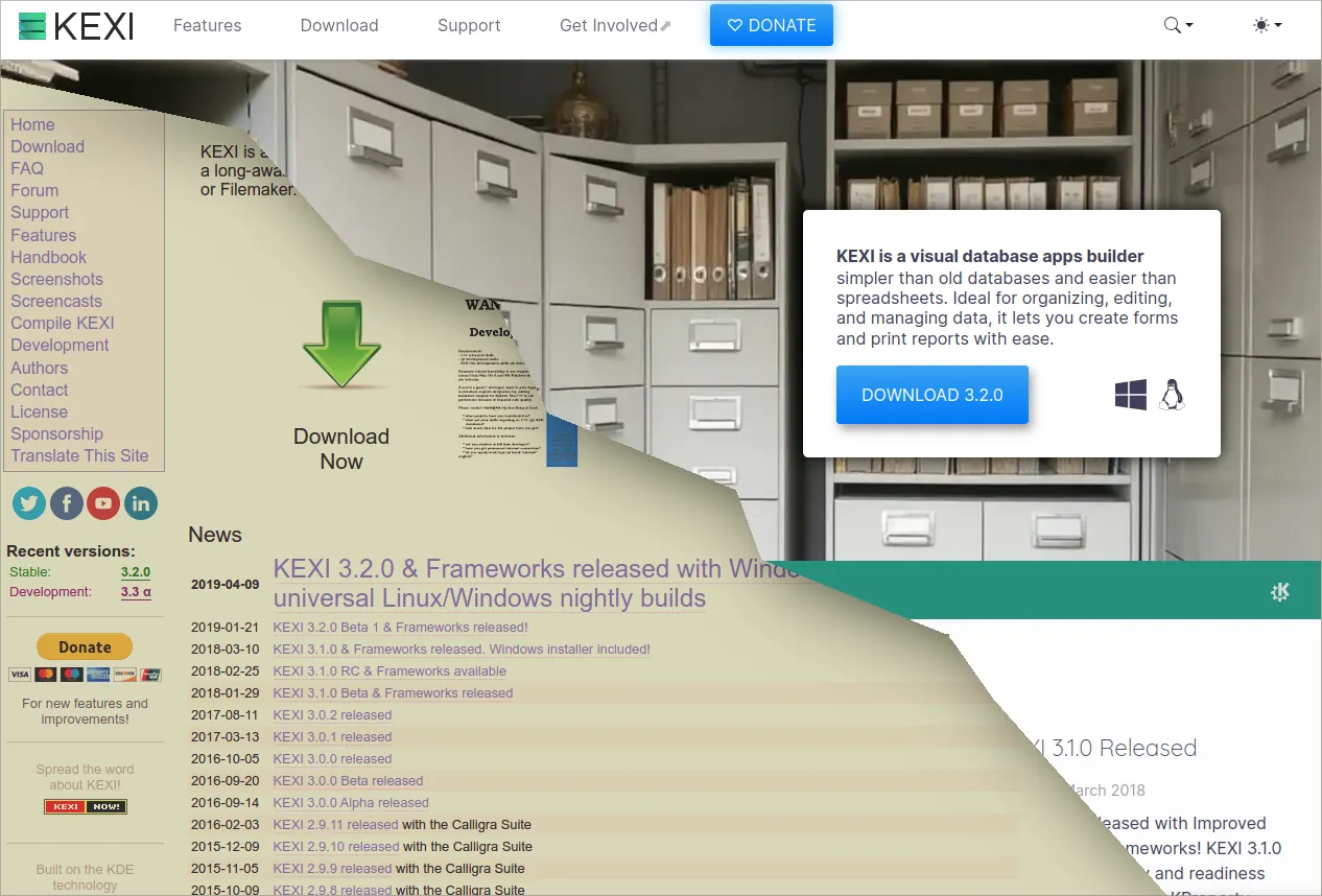 KEXI Website: New vs. Old